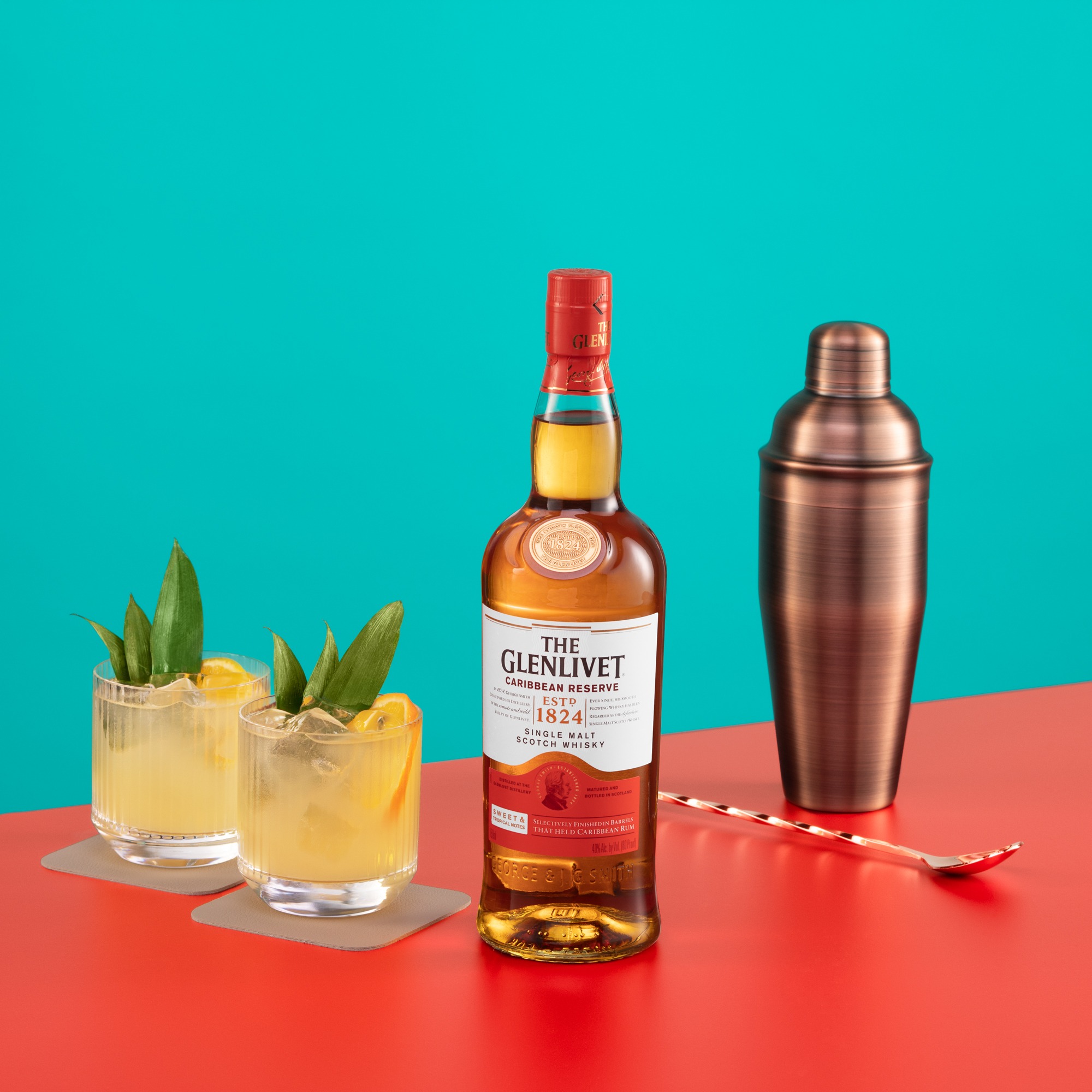 Caribbean reserve single malt scotch whisky shaker cocktails
